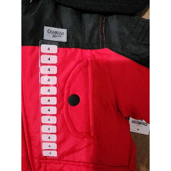 OSHKOSH B'gosh Red/Black Winter Coat Zip & Snap With Functional‎ Pockets Size 4T - Picture 7 of 7